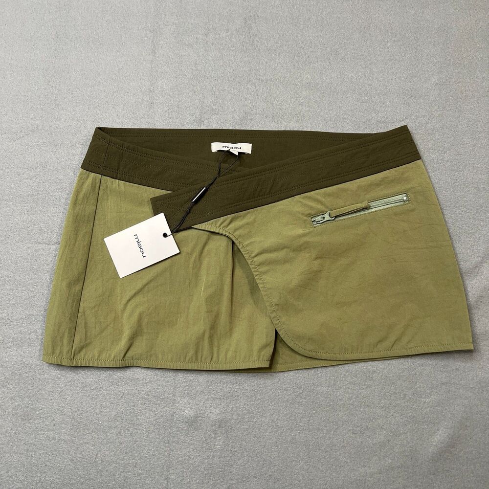 Miaou Dali Wrap Mini Skirt Women's Size XS Mist Green Nylon Blend Casual Stretch